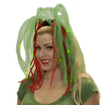 Red and Green LED Noodle Light Up Headband Flashing Dreads
