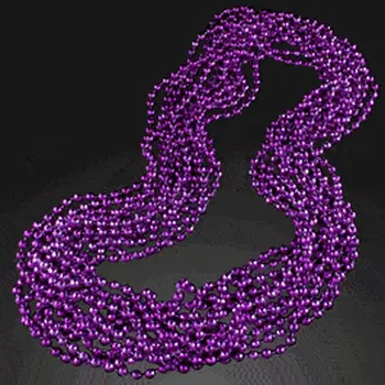 Round Disco Bead Necklace Pack of 12 Purple