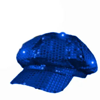 Sequin LED Newsboy Cap Blue