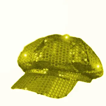 Sequin LED Newsboy Cap Gold