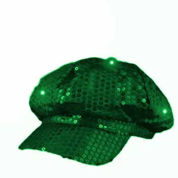 Sequin LED Newsboy Cap Green