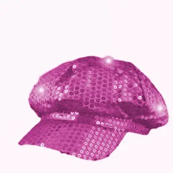 Sequin LED Newsboy Cap Pink