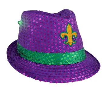 Light Up Mardi Gras Fleur de Lis Fedora
