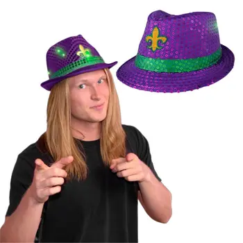 Light Up Mardi Gras Fleur de Lis Fedora