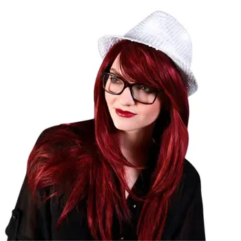 Light Up LED Flashing Fedora Hat with White Sequins