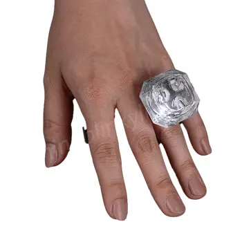 Huge Gem White Diamond Novelty Flashing Ring