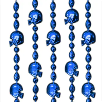 Football Helmet Bead Necklaces Metallic Blue Pack of 12