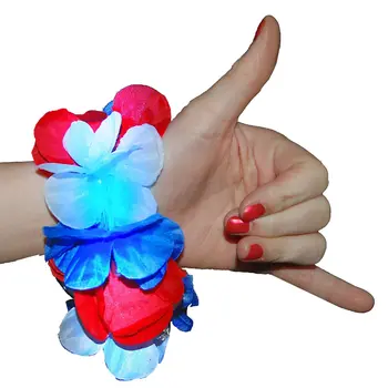 Light Up Hawaiian Lei Bracelet Red White and Blue