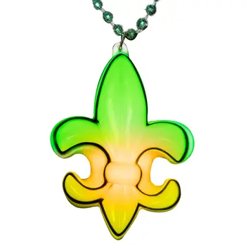 Fleur De Lis LED Charm on Mardi Gras Beads