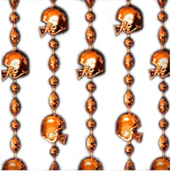 Football Helmet Bead Necklaces Metallic Orange Pack of 12