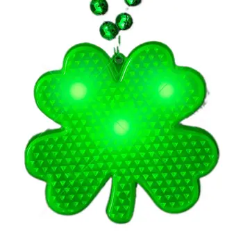 LED Shamrock Beaded Necklace for St Patricks Day