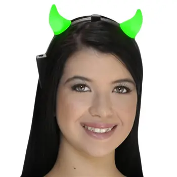 Light Up Devil Horns Green