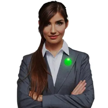 Light Up Round Badge Pin Green