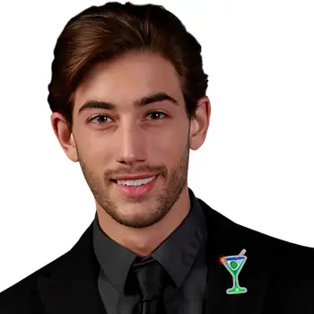 Martini Flashing Body Light Lapel Pin
