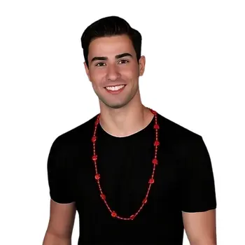 Football Helmet Bead Necklaces Non Metallic Red Pack of 12