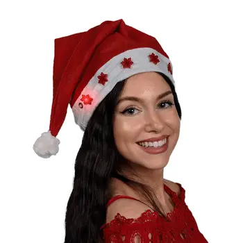 Santa Hat with Flashing Snowflakes
