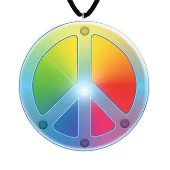 Peace Sign Rasta Colors Flashing Body Light Necklace