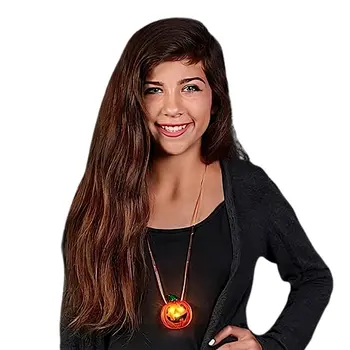 LED Happy Jack O Lantern Pumpkin Necklace