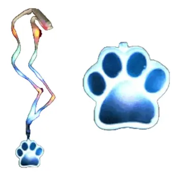 LED Blue Pawprint Charm Necklace with Lightup Lanyard