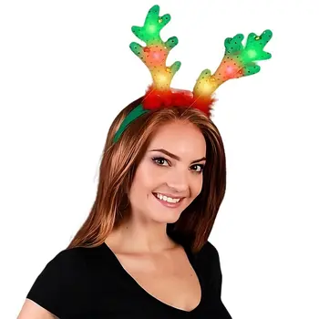 LED Jingle Bells Reindeer Antlers Light Up Headband