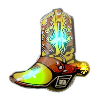 Brown Cowboy Boot 2 Flashing Body Light Lapel Pins