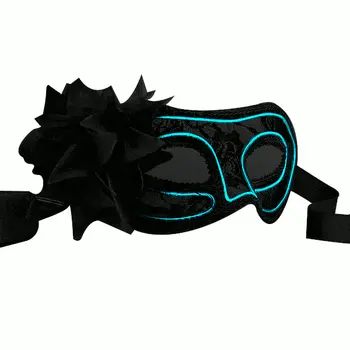 Aqua Electro Luminescent Wire Black Lace Party Mask
