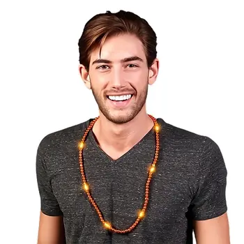 LED Necklace with Orange Beads