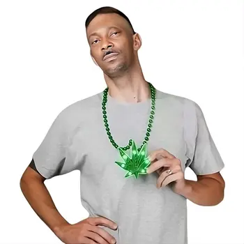 Light Up Pot Leaf Beaded Necklace