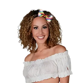 Rainbow Stripes Bow Tie with White LED Lights