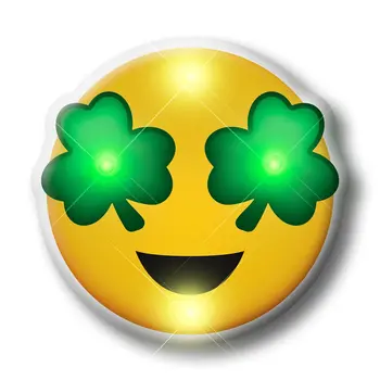 St Patrick's Day Shamrock Eyes Emoji Flashing Lapel Pins