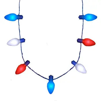 Huge Old School USA Red White and Blue Light Bulb Necklace