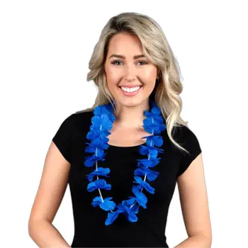 Hawaiian Flower Lei Necklace Blue