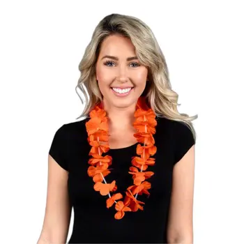 Hawaiian Flower Lei Necklace Orange