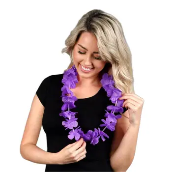 Hawaiian Flower Lei Necklace Purple