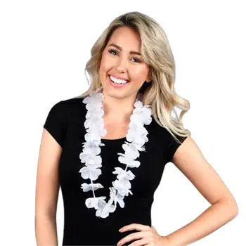 Hawaiian Flower Lei Necklace White