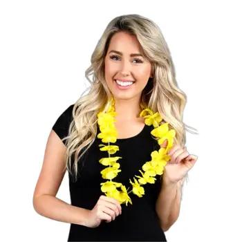 Hawaiian Flower Lei Necklace Yellow