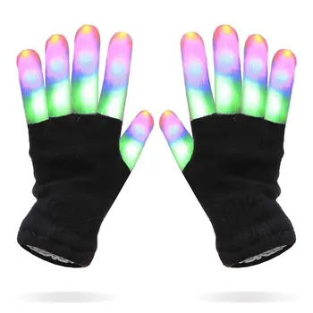 Multicolor Stripes LEDs Black Gloves