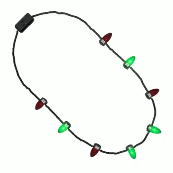 Red and Green Flashing Wearable Christmas Lights Necklace