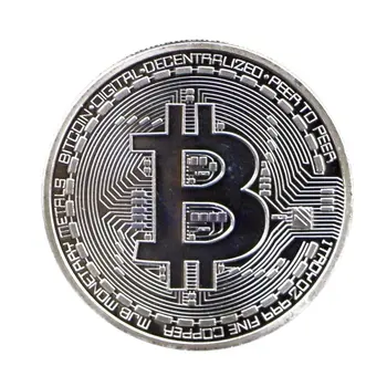 Silver Plated Collectible Bitcoin Coin Physical Art Collection Gift