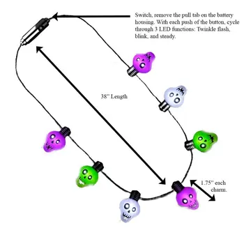 Halloween Zombie Skulls String Lights Necklace