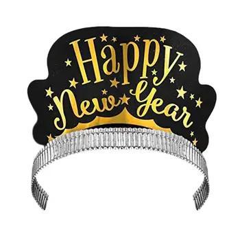 Happy New Year Paper Crown Non Light Up Tiara Pack of Six