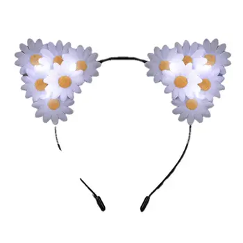 LED Daisy Flowers Cat Animal Ears Headband