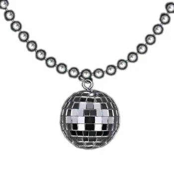 Disco Ball Charm Necklace On Silver Beads
