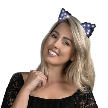 LED Black Lace Cat Animal Ears Headband
