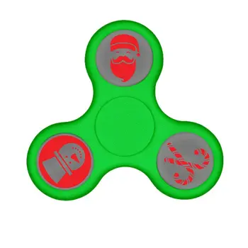 Flashing Green Christmas Candy Cane Santa Snowman Tri Fidget Spinner
