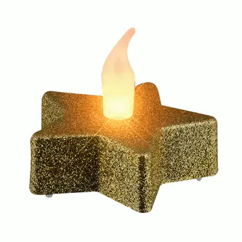 LED Gold Glittery Star Flameless Tealights  Votive Candle Centerpiece Light Up Christmas Decoration