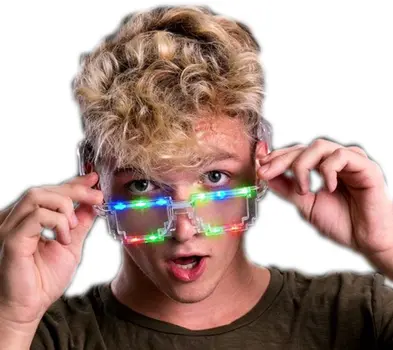 Light Up Pixel Brick Transparent Multicolored Sunglasses