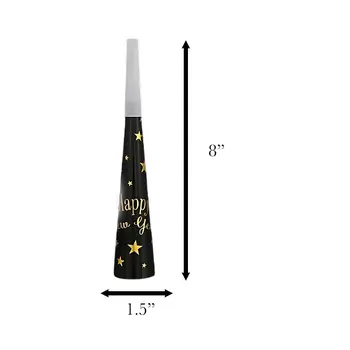 Happy New Year Non-light up Paper Horns Holiday Noisemaker Pack of 6