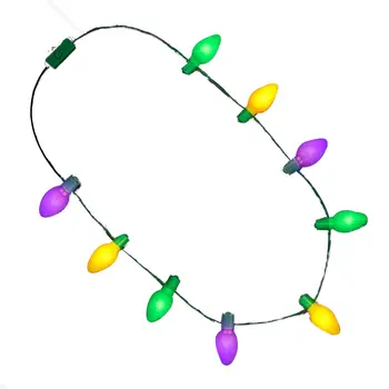2 Inch Purple, Green, Gold LED Flashing Party Value Lights Necklace for Mardi Gras