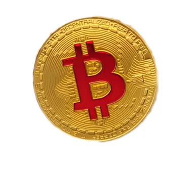 Gold Plated Bitcoin with Red Letter B Sign Non-currency Replica Art collection